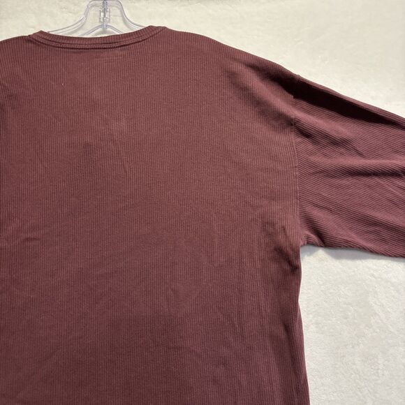 Abercrombie & Fitch Ribbed Soft AF Relaxed Henley Shirt Men's Large Maroon - Picture 10 of 14